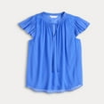 thumbnail image 2 of Women's LC Lauren Conrad Tie Front Ruffled V-Neck Shell Color: Ivory Bryn Botanical Size: SMALL, 2 of 4