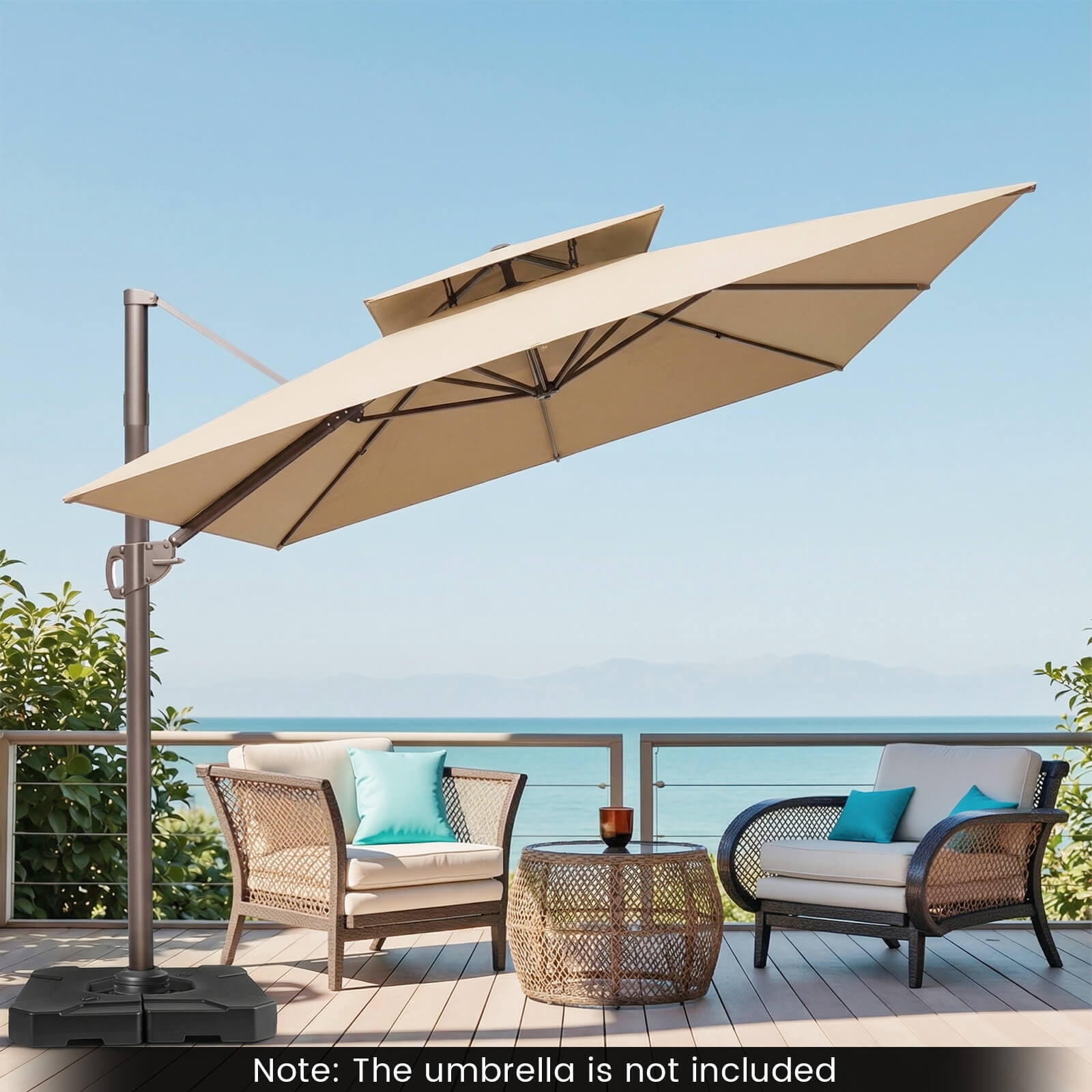 Costway 274 LBS Cantilever Patio Umbrella Base with Handles, Weighted Base for Outdoor