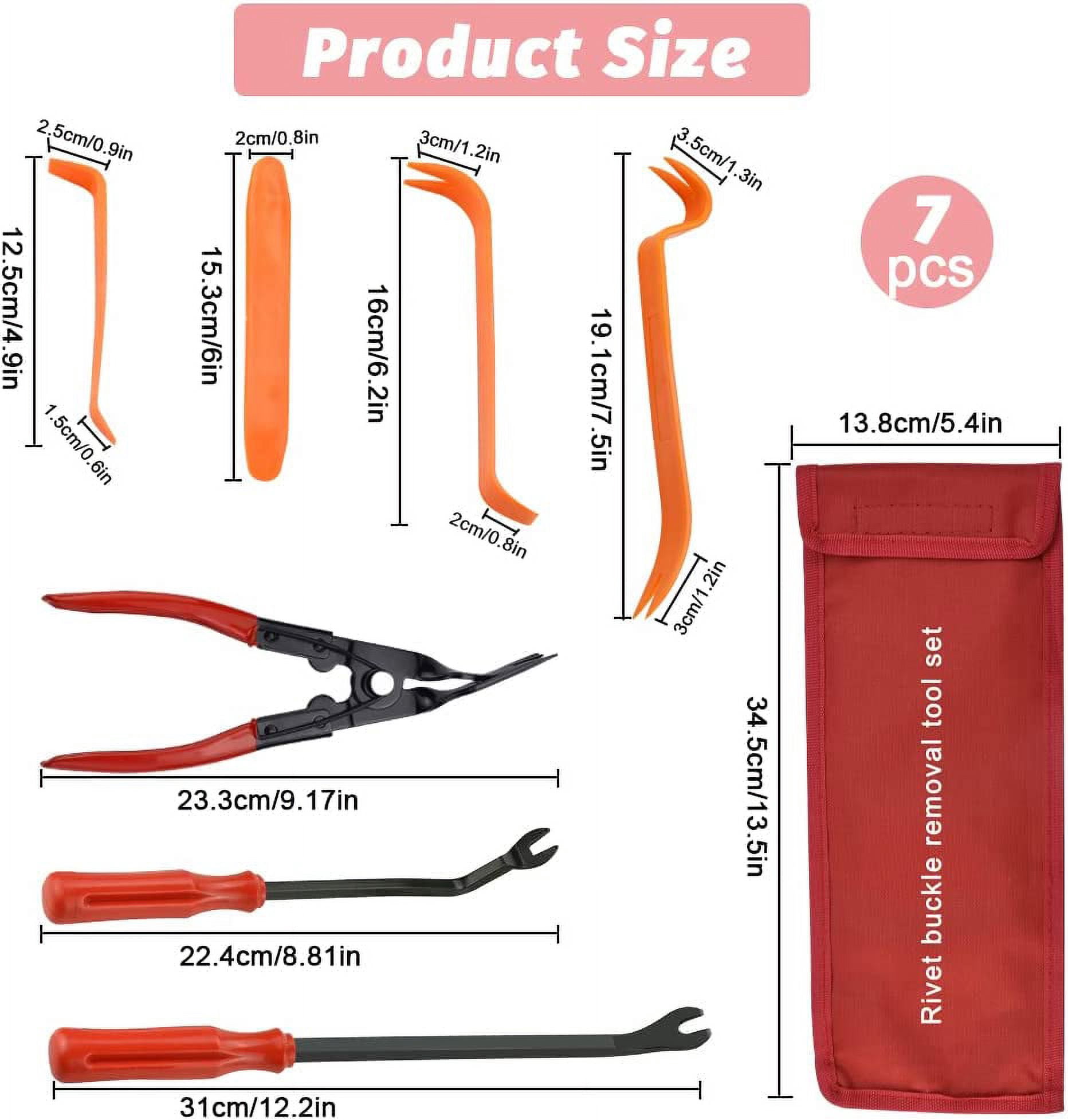 BUZIFU 7Pcs Auto Trim Removal Tool Clip Pliers Set Fastener Remover Plastic Pry Tool Auto Panel Trim Car Trim Tool Auto Interior Trim Disassemble Tools with Storage Bag for Car Door Panel Dashboard