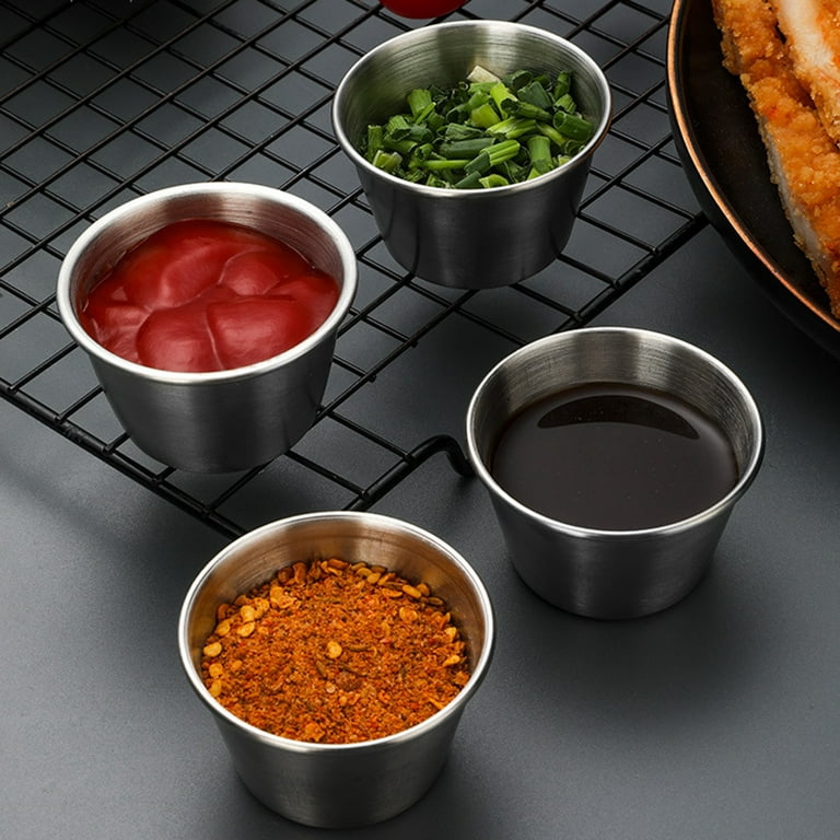 Sauce Cups With Lids, Reusable Sauce Containers With Leakproof Silicone Lids,  Stainless Steel Condiment Cups For Salad Dressing Container To Go,school  Bento Lunch Box, Kitchen Supplies, Restaurant Supplies, Dinnerware For  Picnic Travel 