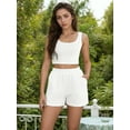 thumbnail image 2 of DARING DIVA Women's 2 Pcs Casual Outfit Set with Tank and Shorts S White, 2 of 7