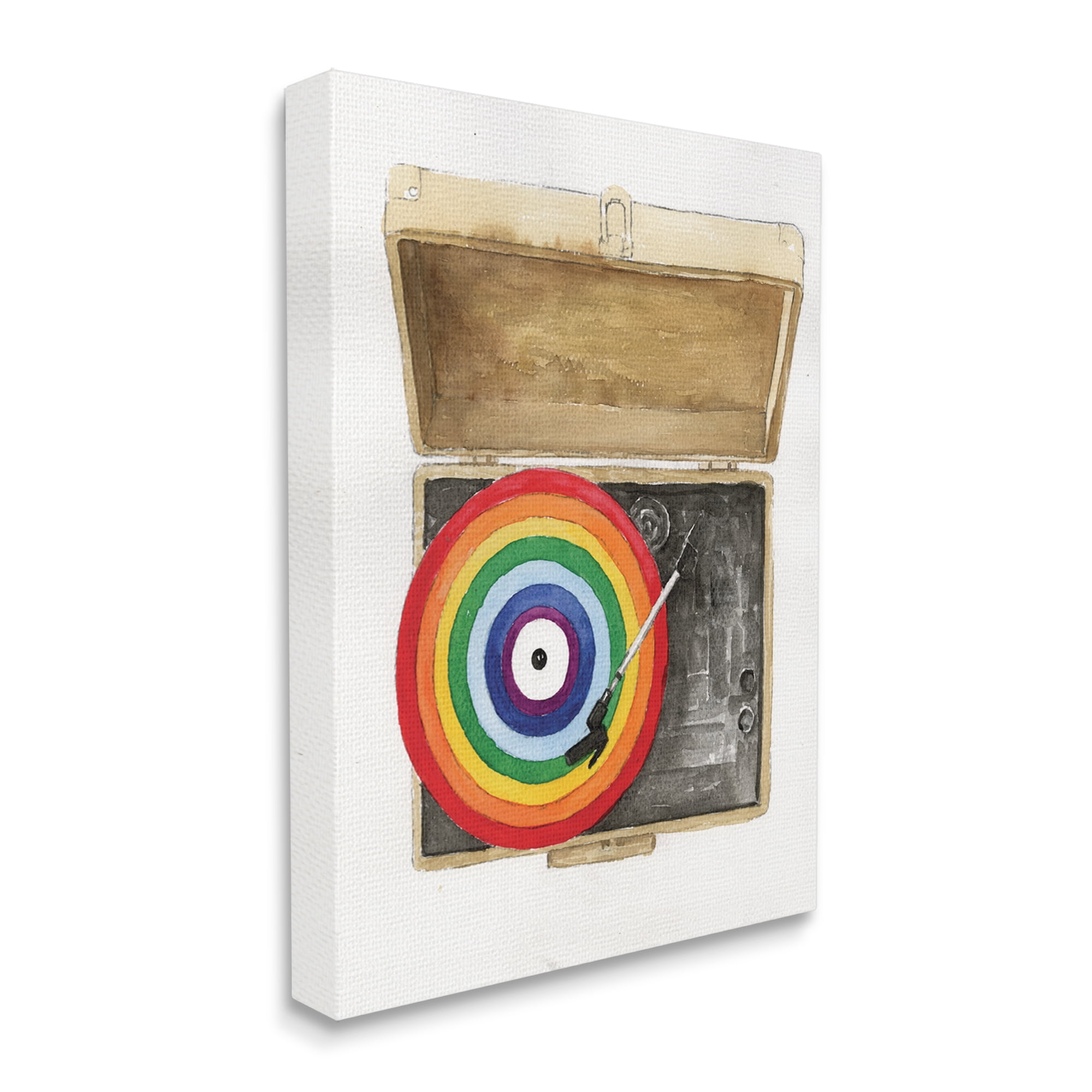 Stupell Industries Rainbow Record Player Performing Arts Painting Gallery Wrapped Canvas Art Print Wall Art, 30 x 40