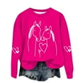 thumbnail image 2 of Fznquz Long Sleeve Crew Neck Sweatshirts Women Graphic Pink Sweatshirt Fall Winter Loose Fit Pullover Winter Clothes, 2 of 4