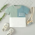 thumbnail image 4 of AJTQTH Toddler Mother's Day 2PC Set Gift for Boys Cotton Colorblocked Tees Short Sleeve Crewneck Tops T-shirts Summer Drawstring Straight Lightweight Shorts Trunks Light Blue 6-12 Months, 4 of 9
