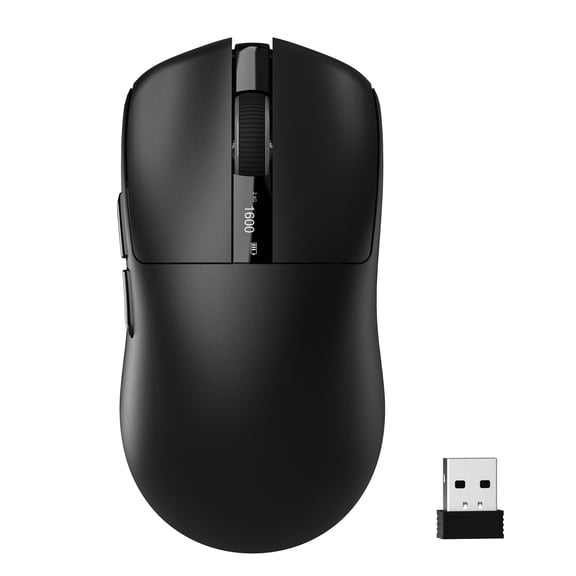 COSTOM G58 Wireless Bluetooth Mouse, 24000 DPI Silent Wireless Mice with LCD display, Driver and RGB, Dual Mode Ultra-Lightweight Compatible with PC / Mac - Black