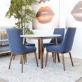 thumbnail image 4 of Allora Mid Century Modern White Dining Set w/4 Fabric Dining Chair in Blue, 4 of 6