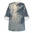 thumbnail image 4 of FKELYI Retro Bamboo Print Faux Linen Shirts for Women Blouse Relaxed Fit Beach Vacation Outfits with Side Slit Hem Design Casual Tees for Ladies, 5XL, 4 of 5