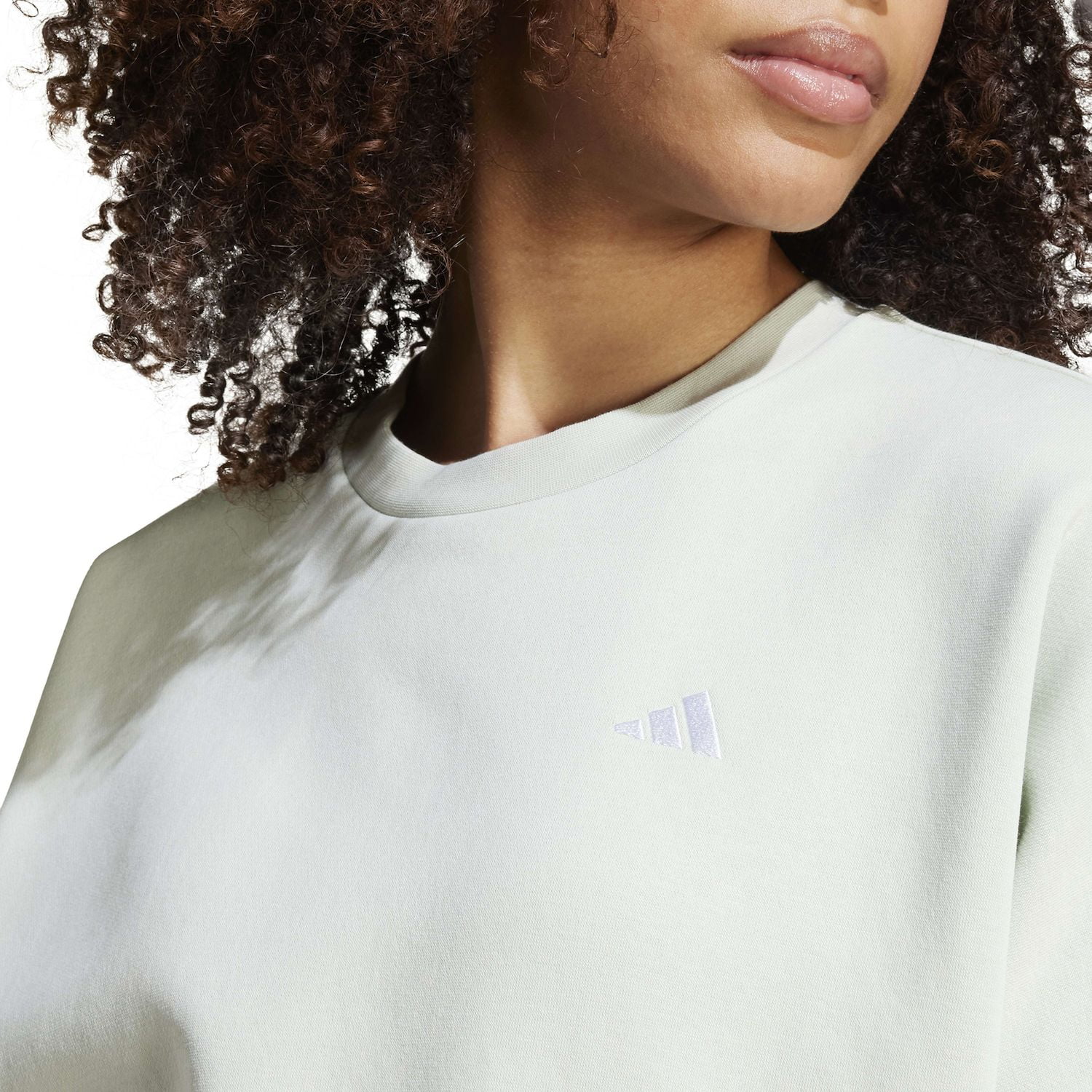 Women's adidas Essentials Feel Cozy Sportswear Sweatshirt Color: Medium Gray Heather Size: LARGE