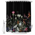 thumbnail image 2 of Spring Floral Waterproof Fabric Shower Curtain,Black Farmhouse Botanical Watercolor Waterproof Fabric Shower Curtain for Bathroom Curtains Bathtubs Hotel Shower Curtains with 12 Hooks Small 36x78in, 2 of 8