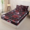 thumbnail image 2 of Homewish Spooky Halloween Skull Zipper Queen Comforter Set with Fitted Sheet and 2 Pillowcases,Red Rose Floral Zipper Bedding Set,Black Reversible,4pcs, 2 of 8
