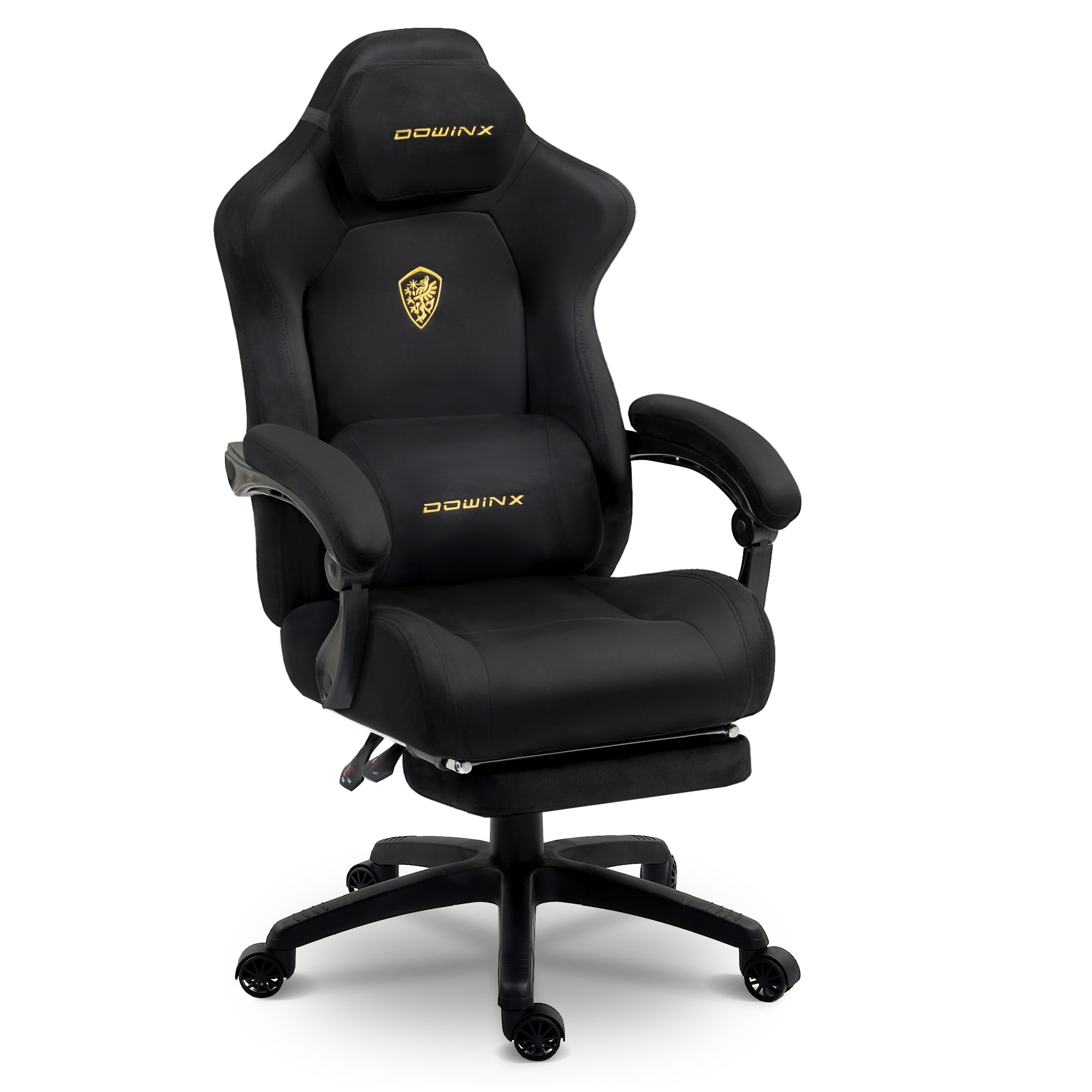 GOOSEA Big and Tall Gaming Chair with Footrest and Suede Fabric, Office Game Chair with Pocket Spring Cushion, High Back Ergonomic for Adults, 440LBS, Black