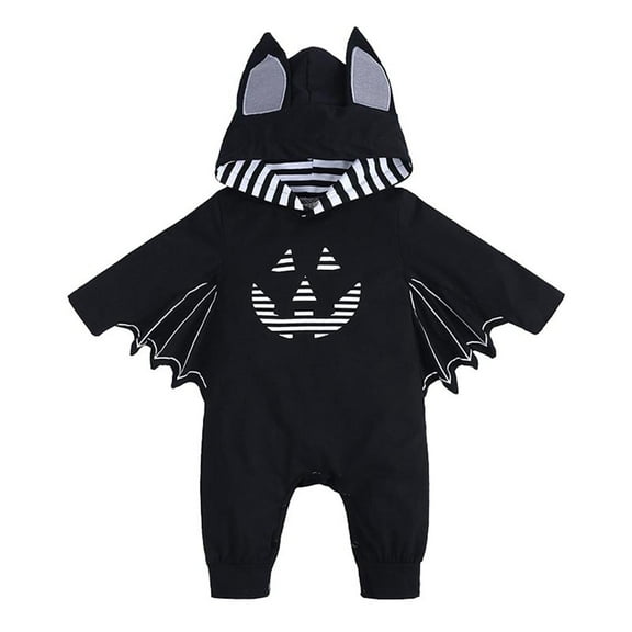 Newborn Halloween Clothes Black Bat Cute Hooded Onesie Jumpsuit for Baby Boys Girls Infants My 1st Halloween Outfits (12-24 Months, Black 01)