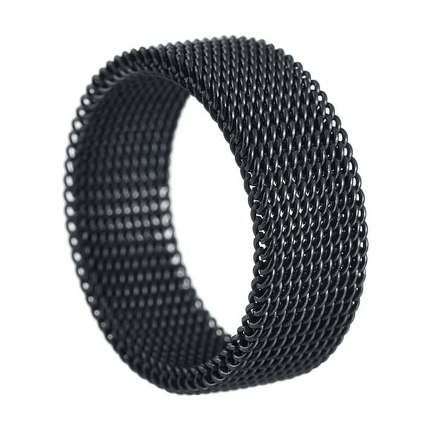 Xihbxyly Anillo de Malla de Acero y Titanio, Banda Deformable y Resistente a La Decoloración, Joyería de Compromiso, Talla 6-12, Regalo Ideal para Parejas, Elegante Diseño Giratorio.