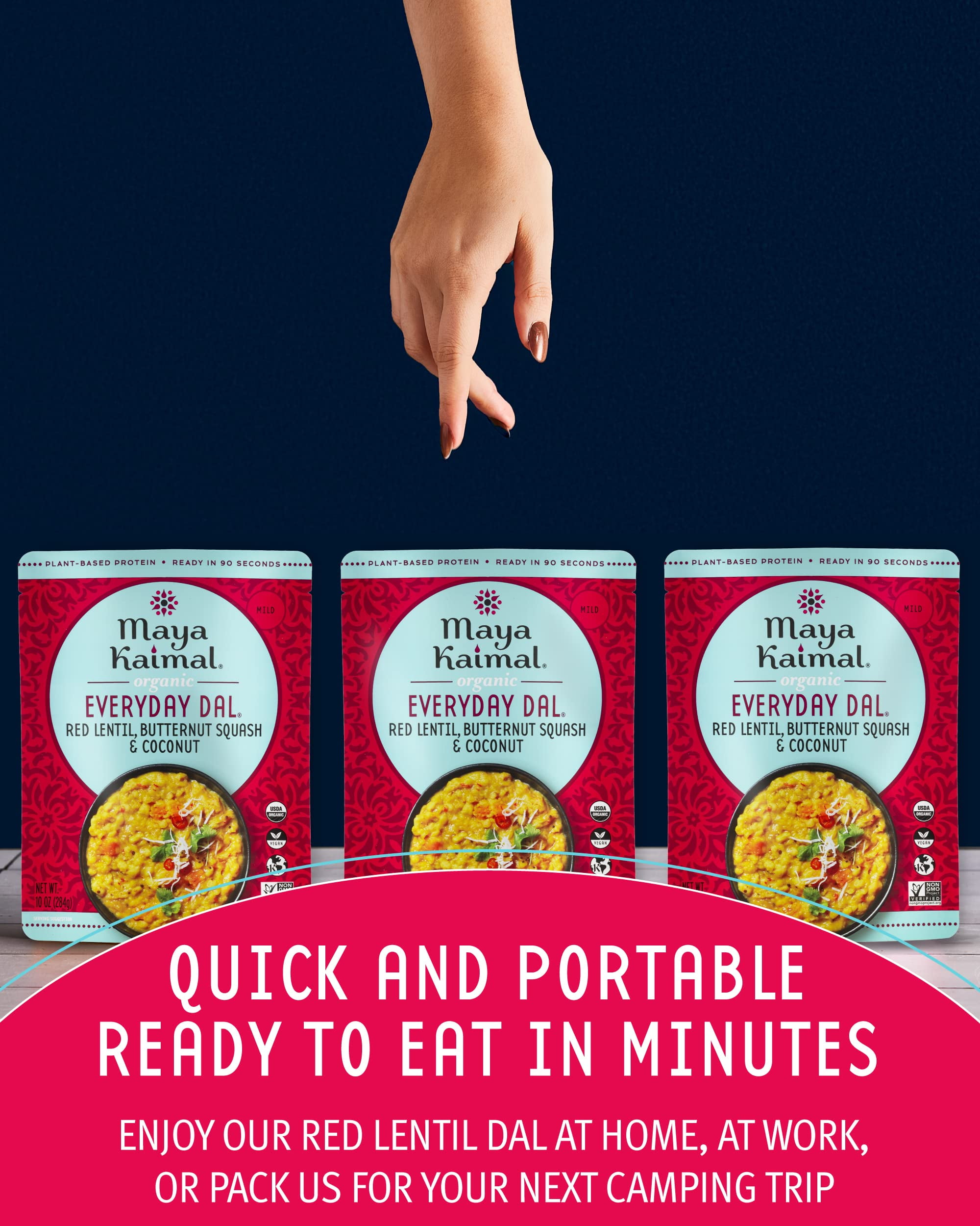 Maya Kaimal - Organic Indian Everyday Dal - Red Lentil 10oz - Fully Cooked with Butternut Squash and Coconut - Vegan - Microwavable - Ready to Eat Meals- Pack of 6