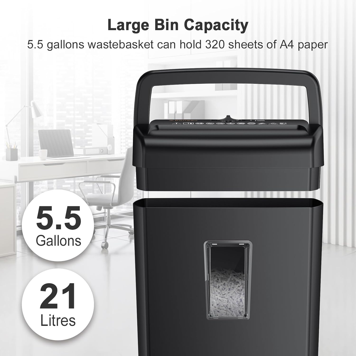 10-Sheet Cross Cut Paper Shredder, 5.5 Gal Home Office Heavy Duty Shredder for Credit Card, Staple, Clip with Transparent Window(C209-D)