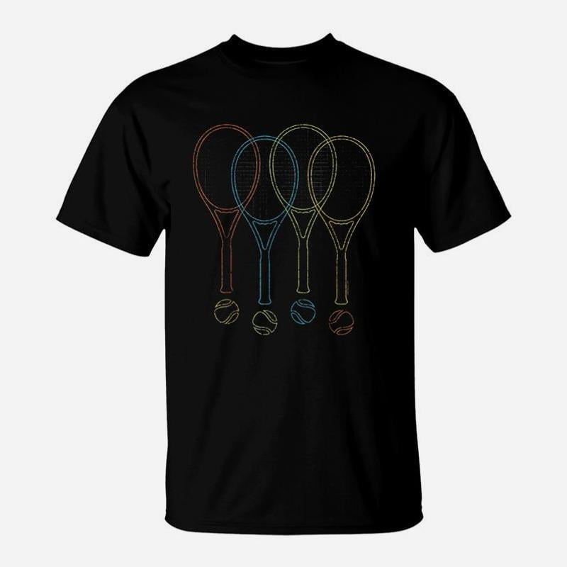 Colorful Tennis Rackets And Balls Cool Tennis TShirt
