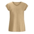 thumbnail image 2 of QLEICOM Womens Summer Tops Oversized T-shirts V-Neck Solid Sleeveless Casual Loose Tunic Tank Tops Women Shirts Blouses Yellow XL, 2 of 3