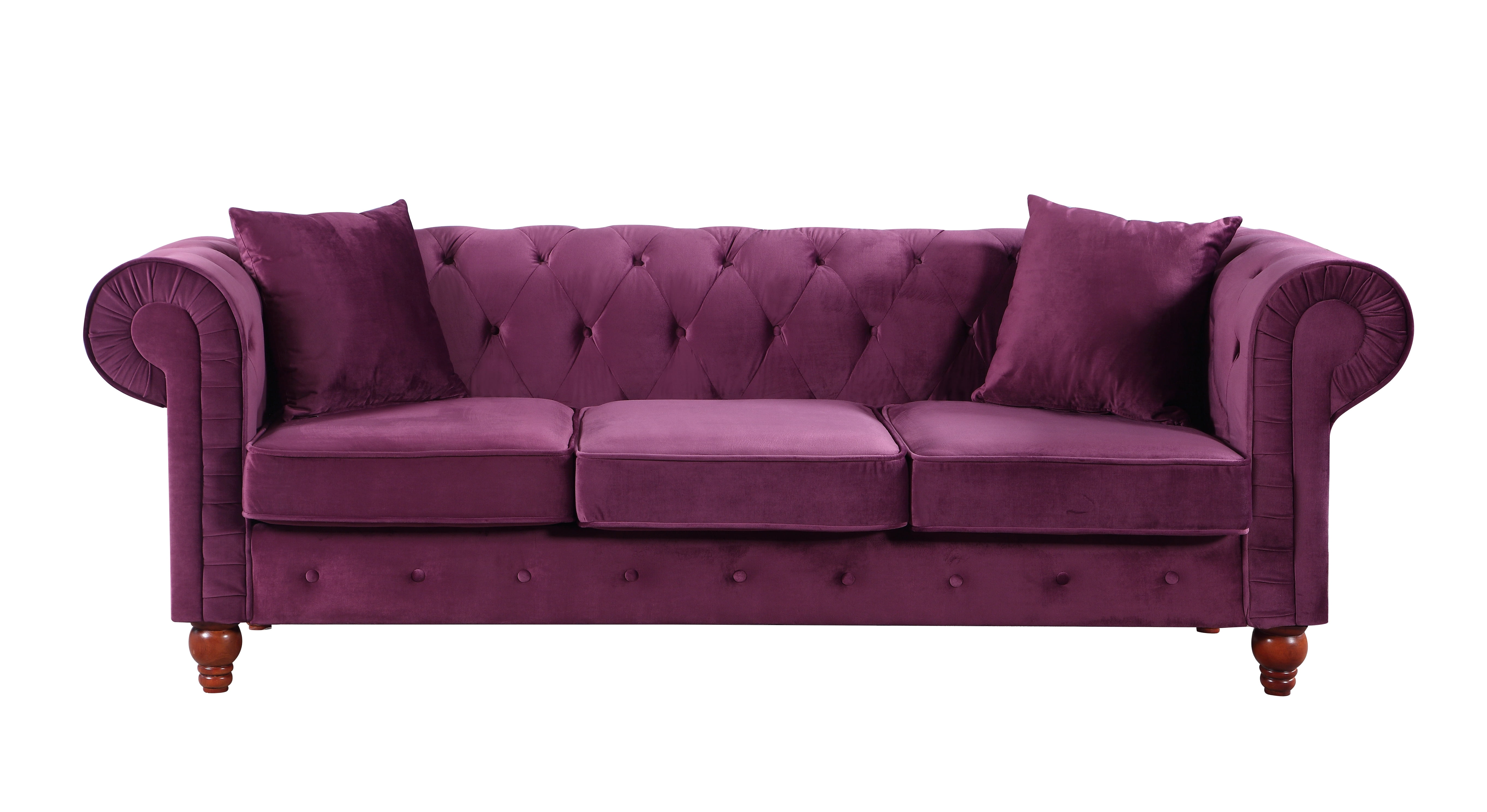 Vintage Style Velvet Chesterfield Sofa In Purple - Walmart.com