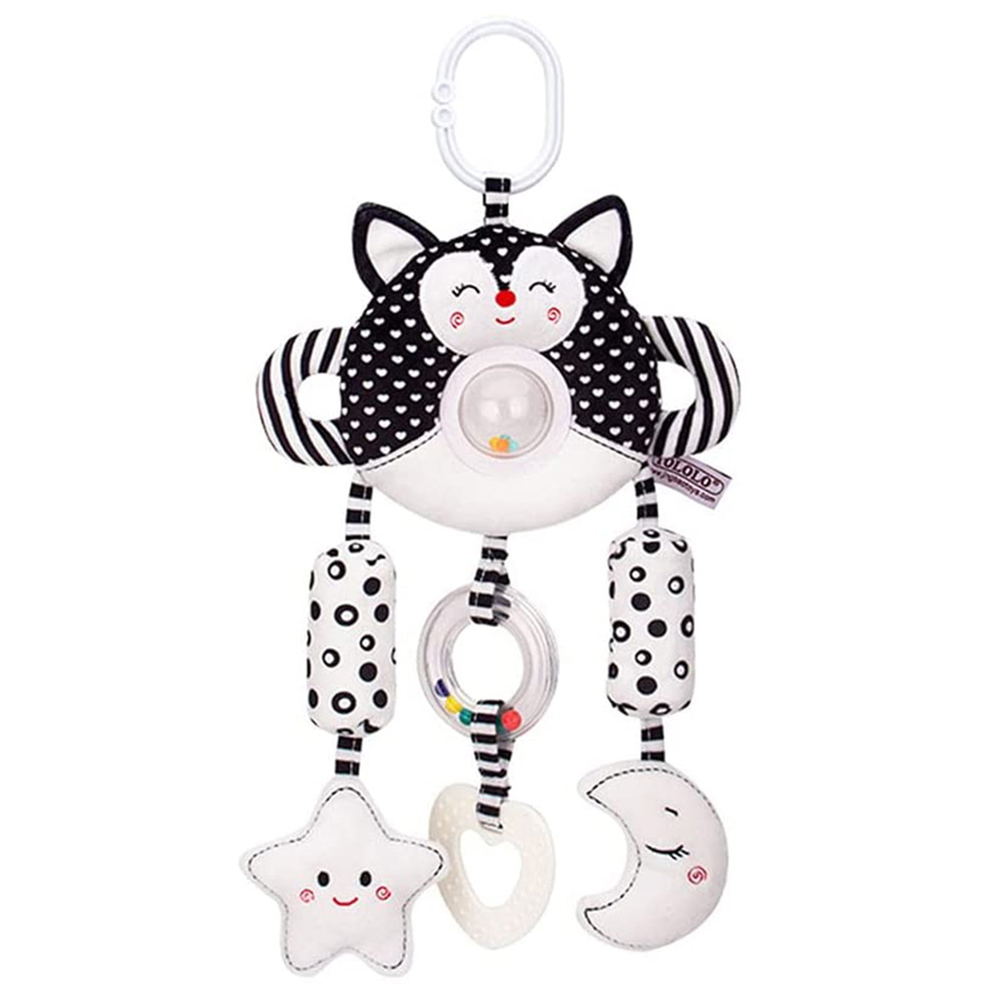 Baby Stroller Hanging Toy, Baby Toys 0-12 Months, Infant Toys Soft Plush Car Seat Toys with Teether Sound Wind Chimes(Fox)