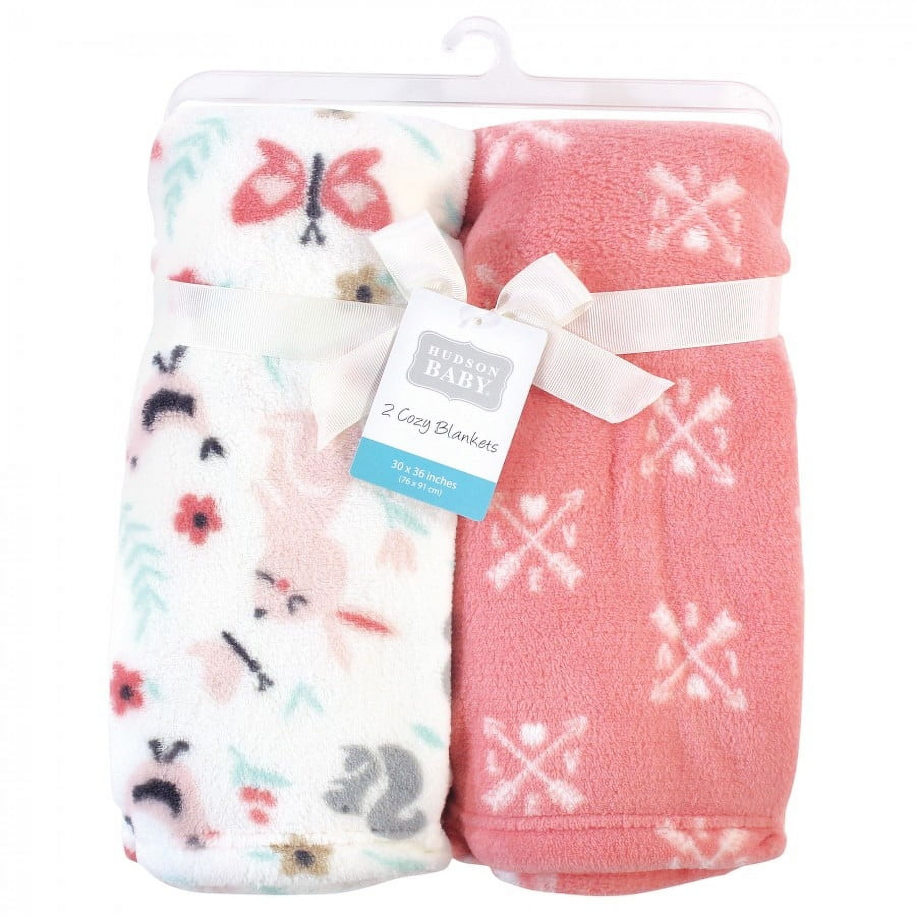 Hudson Baby Infant Girl Silky Plush Blanket, Sweet Bunny, 30x36 inches