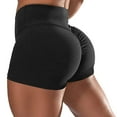 thumbnail image 3 of MRULIC yoga shorts for women Womens Ruched Lifting Gym Shorts High Waisted Booty Yoga Shorts Workout Running Twerking Daisy Dukes Shorts Black + 3XL, 3 of 9