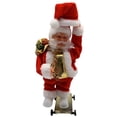 thumbnail image 5 of harmtty Xmax Electric Santa Ornament Music Skateboard Good Detals Display Shop Window Decoration Soft Colorful New Year Party Decoration Doll Desktop Ornament B, 5 of 7