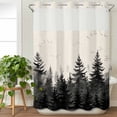 thumbnail image 3 of Mist Forest No Hook Shower Curtain Waterproof, Bathroom Curtains with Snap in Liners and See Through Top Window, Beige Farmhouse Vintage Nature Scenery Hotel Style Bathtub Curtains Shower 72"Wx84"L, 3 of 8