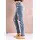 thumbnail image 2 of ABPHQTO Pantalones de mezclilla con salpicadura desgastada azul cielo para mujer, 2 of 5