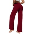 thumbnail image 2 of PInxai Wide Leg Pants Women High Elastic Waisted Loose Comfy Casual Workout Pants Running Yoga Pants Solid Color，Wine，XS, 2 of 5