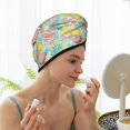 thumbnail image 3 of Yiaed Bright Peach Print Hair Cap with Button,Coral Fleece Hair Towel Wrap for Women Wet Hair,Quick Dry Turban for Wet Hair Long Thick Hair, 3 of 5