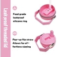 thumbnail image 4 of 30 oz Strawberry Flip Straw Tumbler with Top Handle for Strawberry Lover Insulated Resuable Vacuum Tumbler with Flip Straw and Handle for Home Office Car Dishwasher Safe Pink Strawberry, 4 of 6
