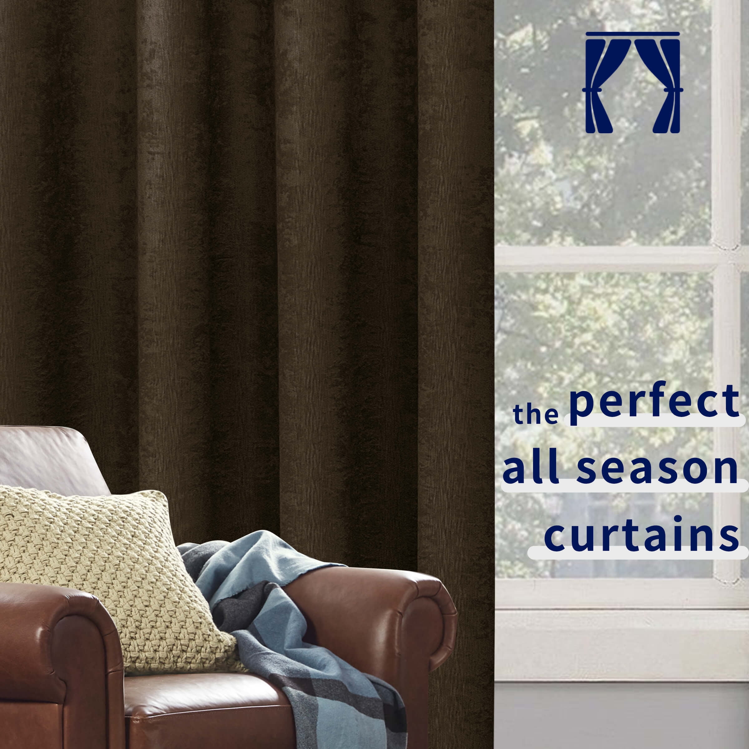 Subrtex Blackout Curtains Room Grommet Curtain Thermal Insulated Drapes, Set of 2, Olive Brown, 53"x63"