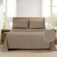 thumbnail image 3 of Mainstays Super Soft Brushed Microfiber Bed Sheet Set, Brown Bag Embossed Stripe, Full, 4 Piece, 3 of 13