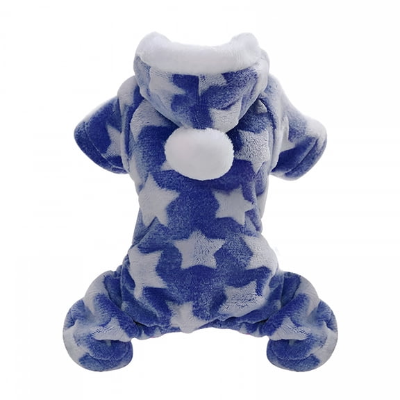TELOLY Dog Pajamas Dog Coral Fleece Dog Sweater Hoodie Star Pattern Winter Warm Puppy Clothes Plush Cute Pet Jumpsuit Cat Onesie Outfit Apparel Coat (Blue, L)