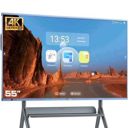 JYXOIHUB 55? 4K UHD Smart Digital Whiteboard  Interactive Touch Screen Computer for Classroom and Business Dual Systems for a Robust Application Ecosystem for Hybrid Collaboration(Stand Included)