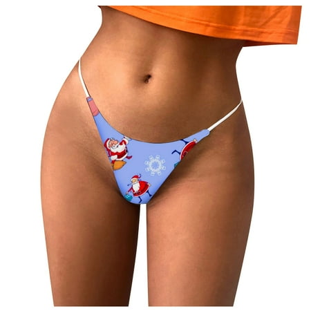 

Knosfe Low Waisted Sexy Thong Underwear Women s Stretch Breathable Christmas Print Panties