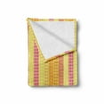 thumbnail image 2 of Floral Soft Flannel Fleece Blanket, Flowers Stars Stripes Mix Patchwork Style Motif Kids Baby Playroom Design, Cozy Plush for Indoor and Outdoor Use, 50" x 60", Yellow Marigold Pink, by Ambesonne, 2 of 6