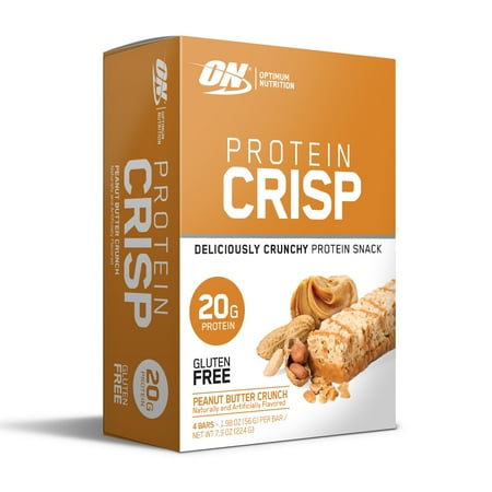 Optimum Nutrition Protein Crisp Bars, Peanut Butter Crunch, 20g Protein, 4 Ct