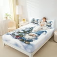 thumbnail image 4 of Castle Fairy Kawaii Blue Gnome 4-Piece Queen Sheet Set for Teens Women Men, 4 of 7