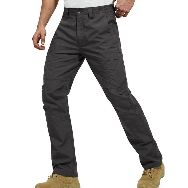 Pantalones cargo FREE SOLDIER resistentes al agua para hombre, color gris, 34 W/32 L