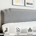 thumbnail image 4 of Homhougo Queen Bed Frame with Headboard, Velvet Upholstered Platform Bed Frame Queen with Rivet Decor, Heavy Duty, No Box Spring Needed, Easy Assembly, Gray, 4 of 6