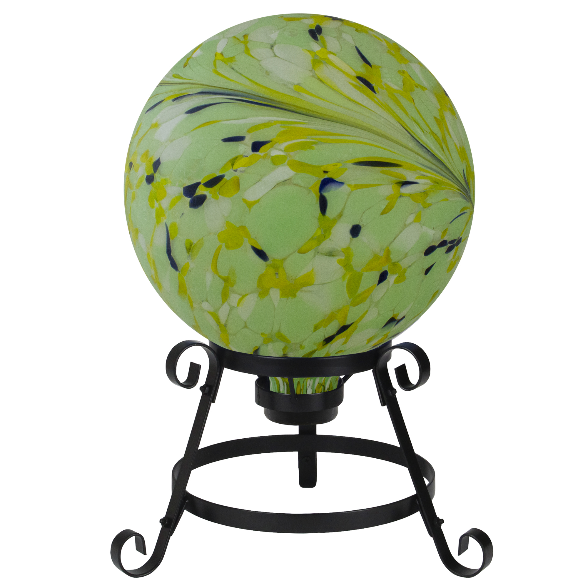 10â€ Yellow, Green and Blue Hand Painted Swirled Outdoor Patio Garden