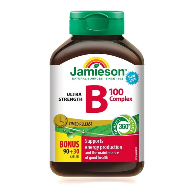 Jamieson Comprimés de Complexe Vitamine B 100 mg à Dégagement Graduel