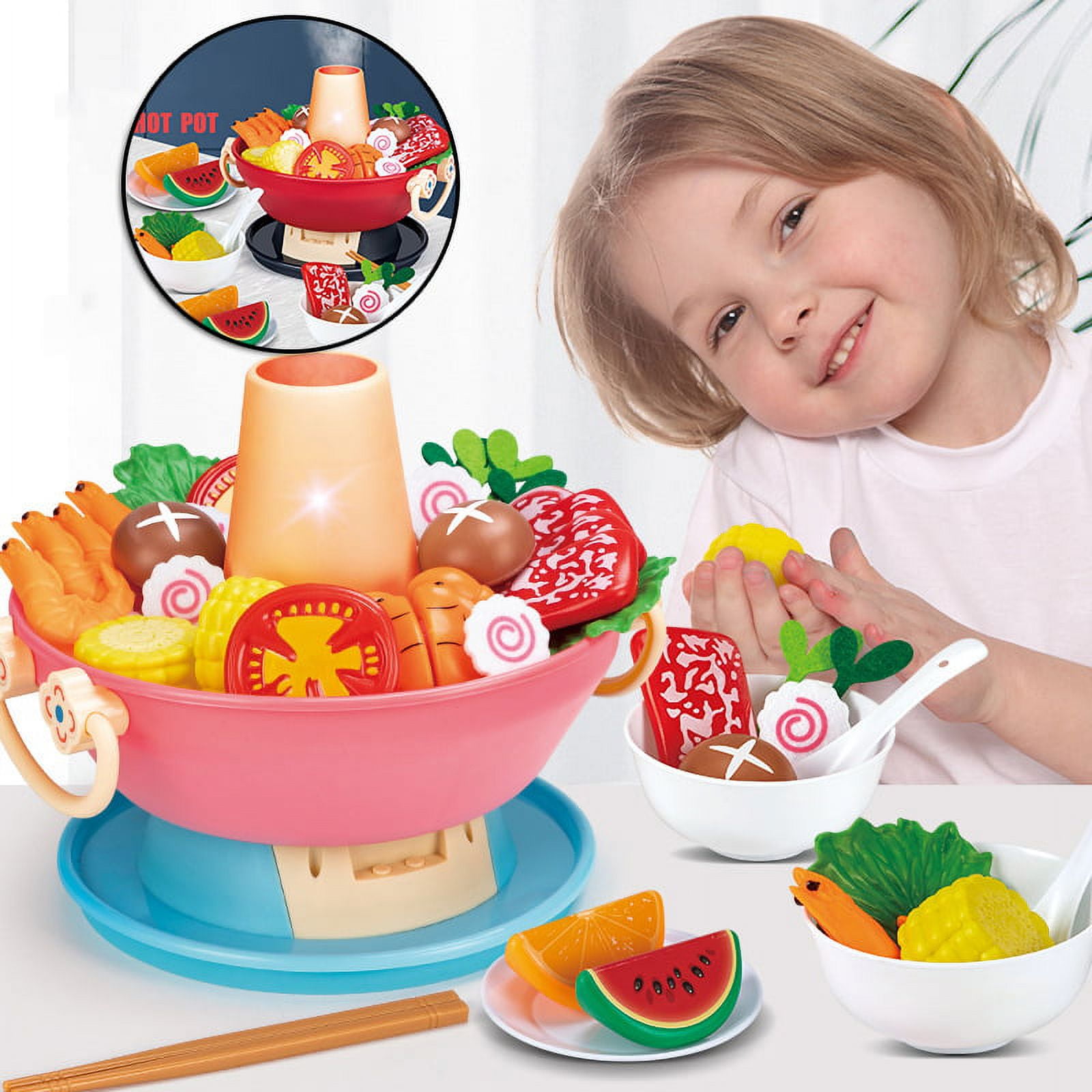 1SetPlay Kitchen ToysDurableLearning CognitionLightweightSpray Hot Pot  Toyfor Kids