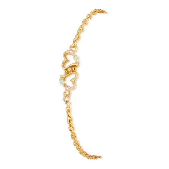 Landstroms Black Hills 10k Yellow Gold Womens Twin Heart Anklet