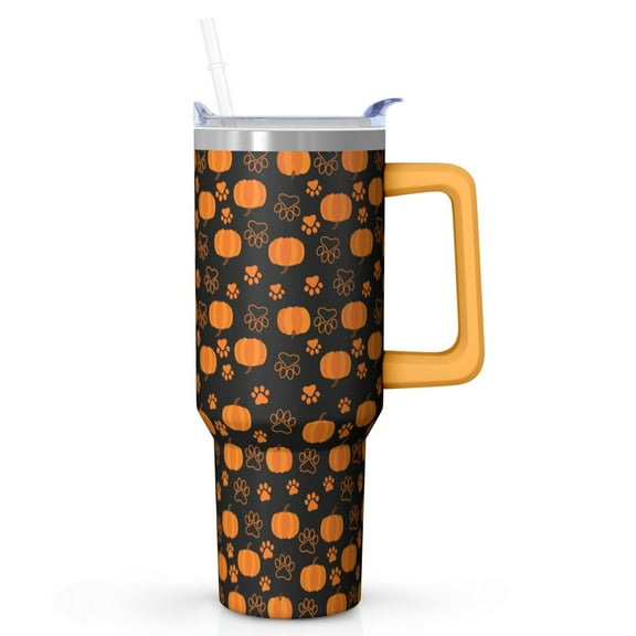 Family Halloween Tumbler 40oz w/Handle - Cute Pumpkin Design, BPA Free Stainless Steel, Insulated Cup for Adults