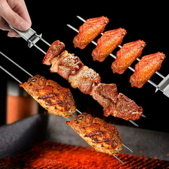 LYCAQL 3PCS Mens Grill Gifts Cooking Grill Barbecue Fork Stainless Steel Barbecue Fork Semi Automatic Barbecue Fork Outdoor Portable Barbecue Fork Utensils