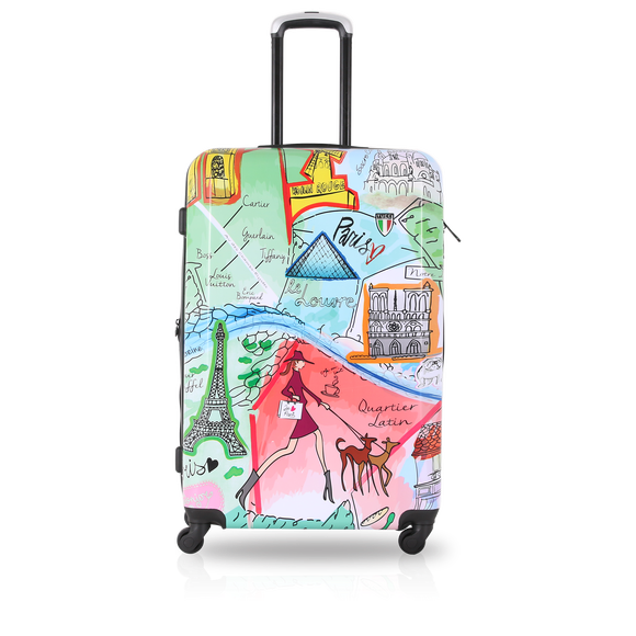 TUCCI Italy – J’aime Paris Art 20-in Expandable & Lightweight Spinner Carry-on Luggage w/ Secure Combo Lock