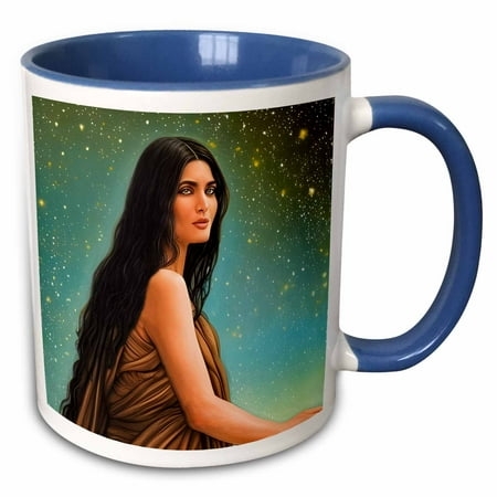 3drose, a Lovely Woman Representing the Virgo Sign, 11oz Two-tone Blue Mug
