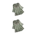 thumbnail image 3 of Blusa vintage Qarigey para mujer con cuello en V verde M, 3 of 6